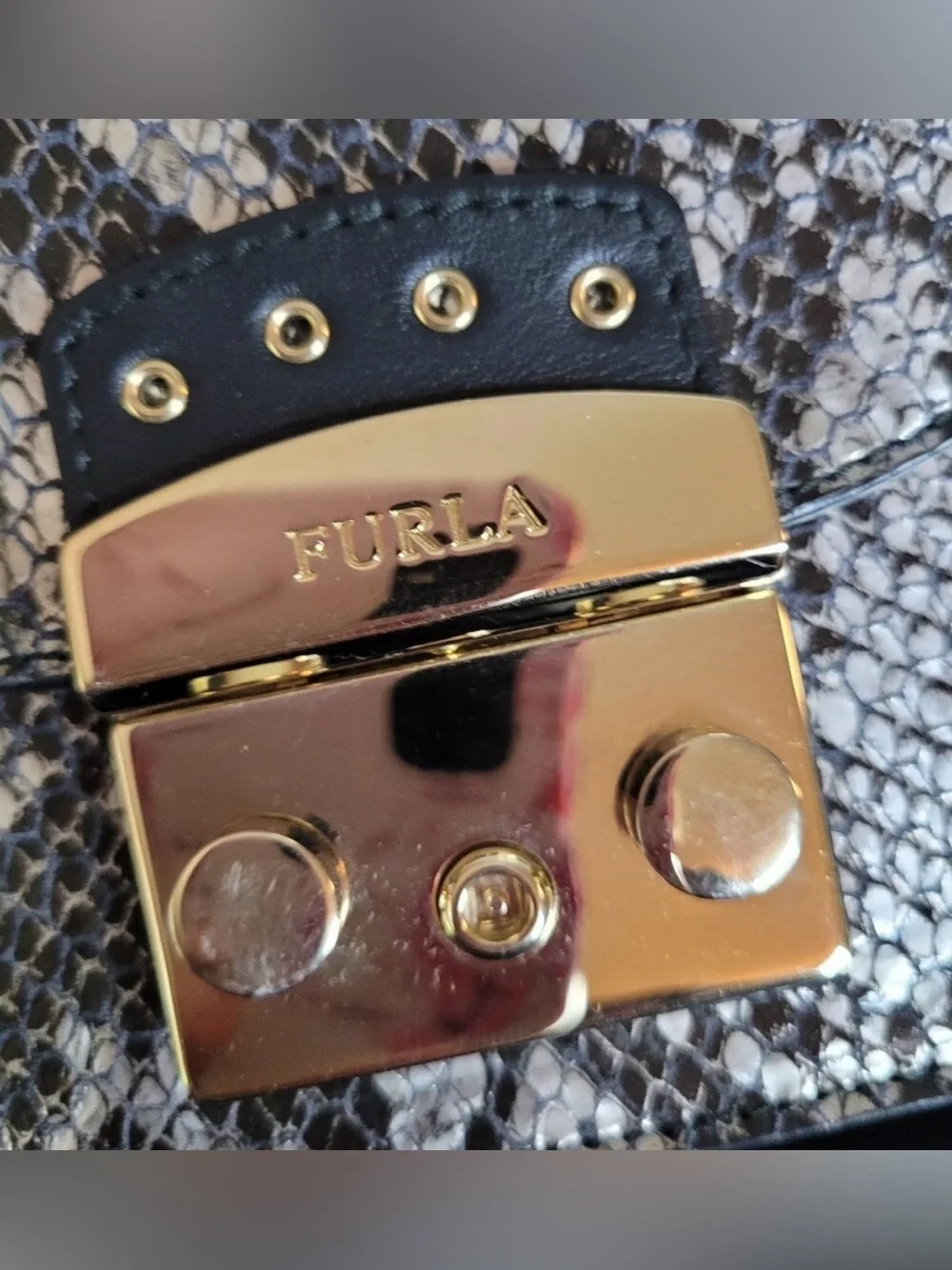 Furla Metropolis Snakeskin Embossed Mini Crossbody Bag